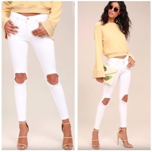 Free People Distressed White Skinny Jeans